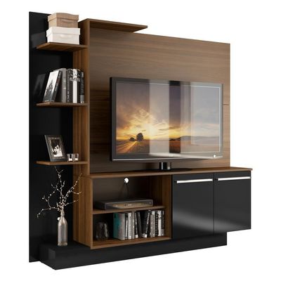 Estante Com Suporte Para Tv Até 55´´ Denver Fg3069 Madeirada/preta