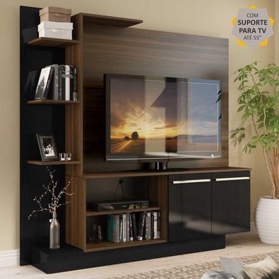 Estante Com Suporte Para Tv Até 55´´ Denver Fg3069 Madeirada/preta