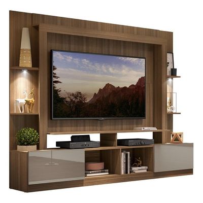 Estante Com Leds Para Tv Até 65´´ Berlim Fg3392 Madeirada/lacca Fumê
