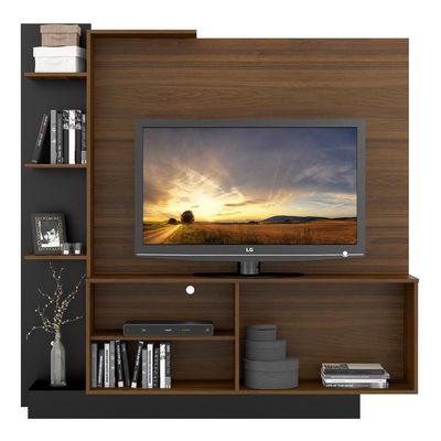 Estante Com Suporte Para Tv Até 55´´ Denver Fg3069 Madeirada/preta