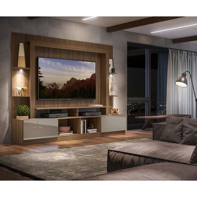 Estante Com Leds Para Tv Até 65´´ Berlim Fg3392 Madeirada/lacca Fumê