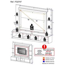 Estante Com Suporte Para Tv Até 65´´ Fg2747 Preta/branca