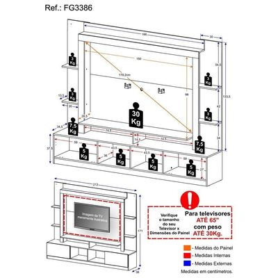 Estante Com Suporte Para Tv Até 65´´ Oslo Fg3386 Madeirada