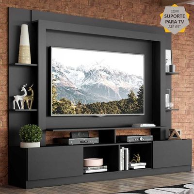 Estante Com Suporte Para Tv Até 65´´ Oslo Fg3386 Preta
