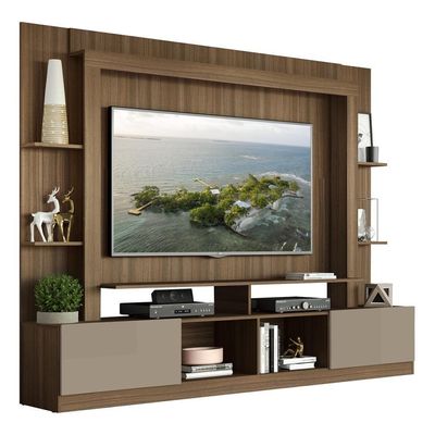 Estante Com Suporte Para Tv Até 65´´ Oslo Fg3386 Madeirada/lacca Fumê