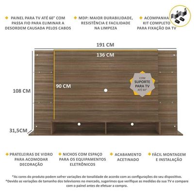 Painel Com Suporte Para Tv Até 60´´ Nairóbi Fg3071 Madeirado