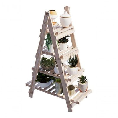 Floreira 4 Prateleiras Design Escada Pinus