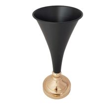 Vaso Metal Modelo Taça Preto E Dourada 46cm 46cm