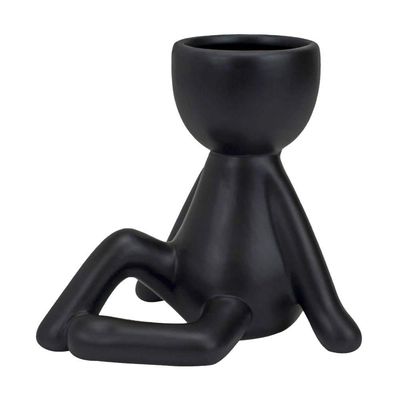 Vaso Decorativo Bravadecor Bob Suculentas Em Cerâmica Preto