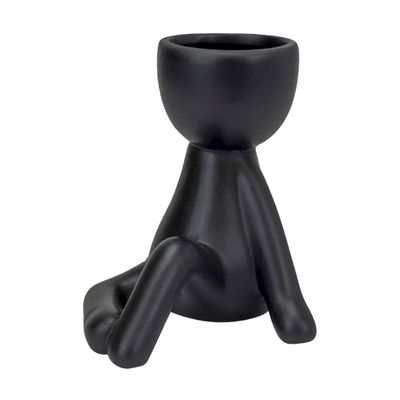 Vaso Decorativo Bravadecor Bob Suculentas Em Cerâmica Preto
