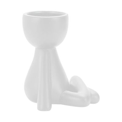 Vaso Decorativo Bravadecor Bob Robert Planta Em Cerâmica Branco