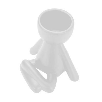 Vaso Decorativo Bravadecor Bob Robert Planta Em Cerâmica Branco