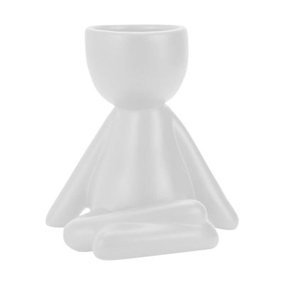 Vaso Decorativo Bravadecor Bob Robert Planta Em Cerâmica Branco