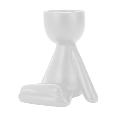 Vaso Decorativo Bravadecor Bob Robert Planta Em Cerâmica Branco