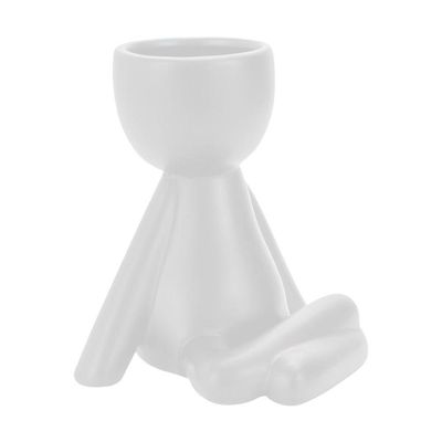 Vaso Decorativo Bravadecor Bob Robert Planta Em Cerâmica Branco