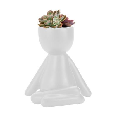Vaso Decorativo Bravadecor Bob Robert Planta Em Cerâmica Branco