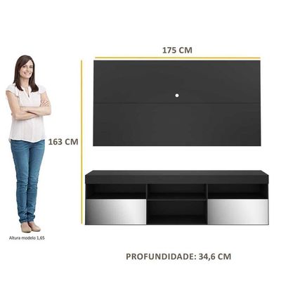 Rack Com Espelho E Painel Para Tv Até 65´´ Flórida Fg3137 Preto