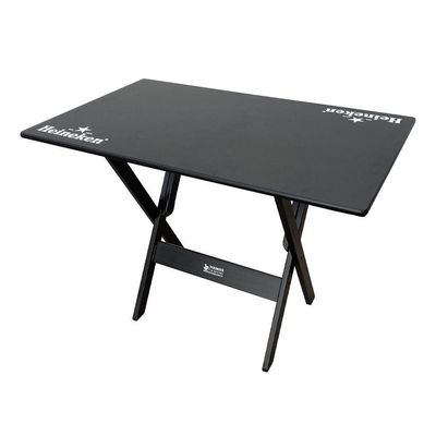 Conjunto Mesa Dobrável Madeira 110x70 Com 6 Cadeiras Personalizada Hei Preta - Cor: Preto