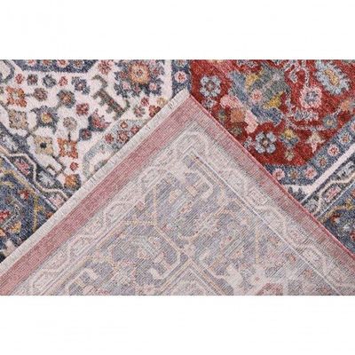 Tapete Turco Para Sala Coliseo 05 -200 X 250Cm Cinza E Vermelho
