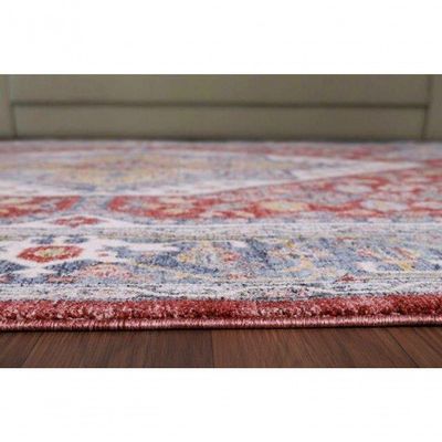 Tapete Turco Para Sala Coliseo 05 -200 X 250Cm Cinza E Vermelho