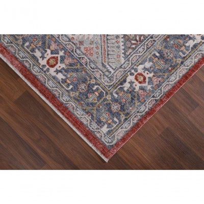 Tapete Turco Para Sala Coliseo 05 -200 X 250Cm Cinza E Vermelho