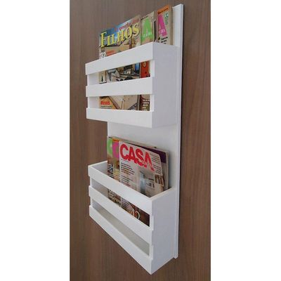 Revisteiro De Parede Porta Revistas Livros Branco Laca