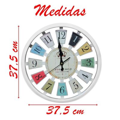 Relógio De Parede Decorativo Branco Sala Escritório 37,5cm