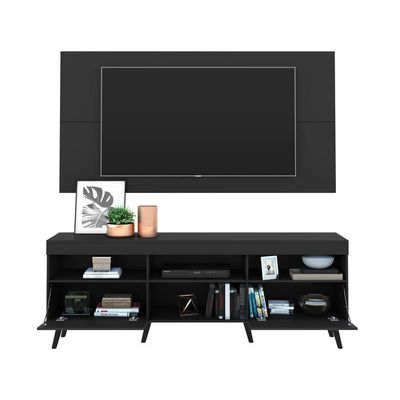 Rack Com Painel Retrô Com Espelho Para Tv Até 65´´ Flórida Fg3138 Preto