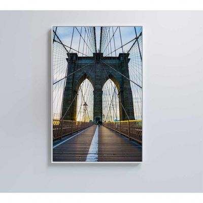 Quadro Ponte Do Brooklyn Pôr Do Sol 80x120 Cm Adesivo