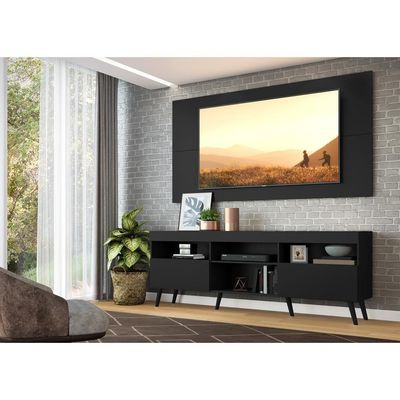 Rack Retrô Com Painel Para Tv Até 65´´ Flórida Fg3133 Preto