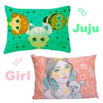 Kit Fronha Portallar Malha 100% Algodão Estampa Localizada Girl e Juju (02 Unidades) Branco