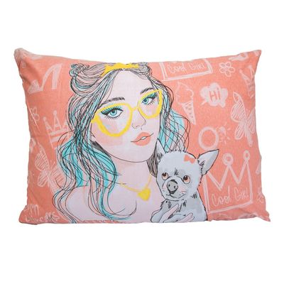 Kit Fronha Portallar Malha 100% Algodão Estampa Localizada Girl e Juju (02 Unidades) Branco