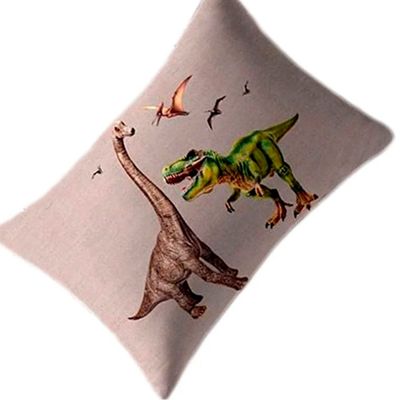 Fronha Portallar Malha 100% Algodão Estampa Localizada Jurassic 48cmx68cm Branco