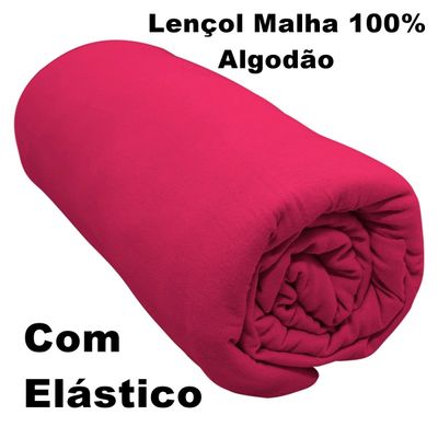 Lençol Com Elástico Queen Portallar Malha 100% Algodão Liso Linha Casa Vermelho Fita
