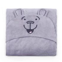 Manta com Capuz Buettner Microfibra Infantil Teddy 90cmx90cm Cinza Claro