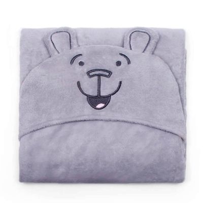 Manta com Capuz Buettner Microfibra Infantil Teddy 90cmx90cm Cinza Claro