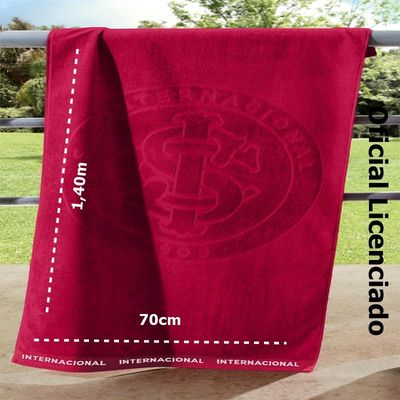 Toalha de Banho Buettner Jacquard Veludo Futebol Internacional 70cmx140m Vermelho