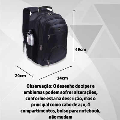 Mochila Masculina Impermeável Faculdade Alça Reforçada 39lts