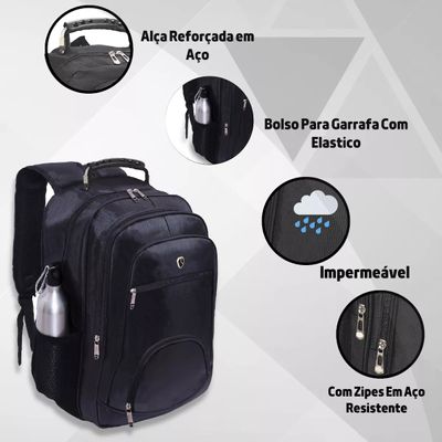 Mochila Masculina Impermeável Faculdade Alça Reforçada 39lts