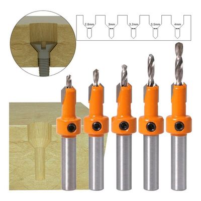 Kit 5 Broca 8mm Rebaixo De Parafuso Em Madeira Com Limitador