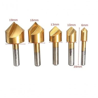 Kit 5 Broca Escariadora Conica Ferro Madeira Metal 6 A 19 Mm