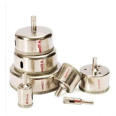 Kit 7 Brocas Diamantadas Serra Copo Vidro Mármore 10/25/40/55/70/80/100mm