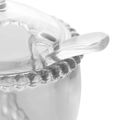Açucareiro Wolff Pearl de Cristal com Colher 200ml Porta Açúcar de Mesa Posta Refinada