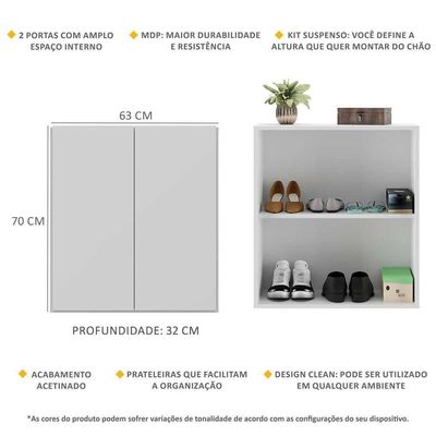 Sapateira 2 Portas Suspensa Nina Branca