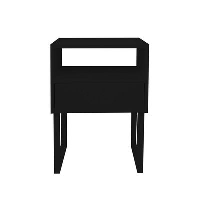 Mesa De Cabeceira Lateral Nicho Com Gaveteiro Preto Laca