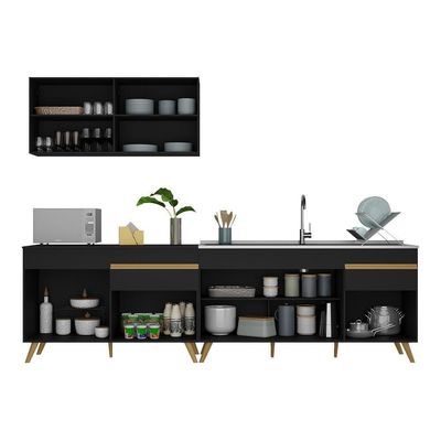 Cozinha Compacta Veneza Gb Mp2076 Com Armário E Balcão Preta