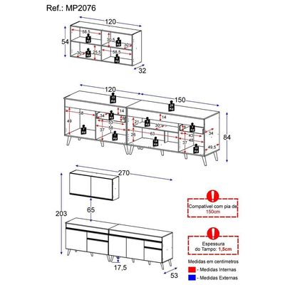 Cozinha Compacta Veneza Gb Mp2076 Com Armário E Balcão Preta