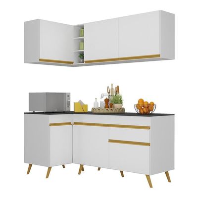 Cozinha Compacta De Canto Mp2057 Com Armário E Balcão Branca