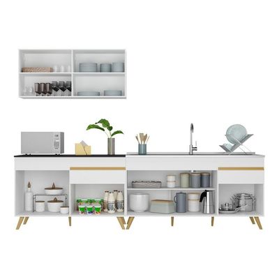 Cozinha Compacta Veneza Gw Mp2076 Armário E Balcão Branca