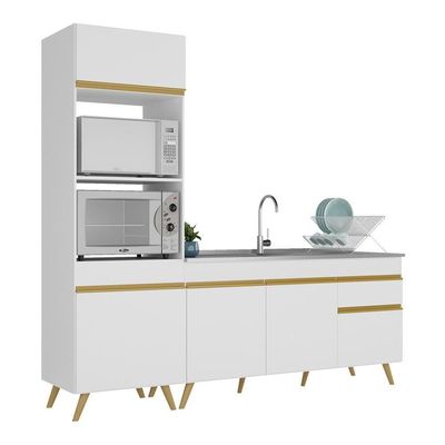 Cozinha Compacta Veneza Gw Mp2078 Armário E Balcão Branca